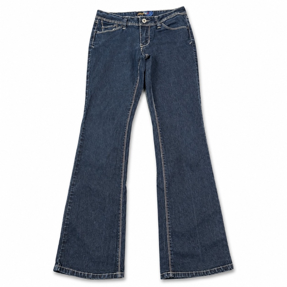 Vintage Angels Jeans Womens Size 7 Low Rise Flare Dark Wash Stretch Y2K Boho